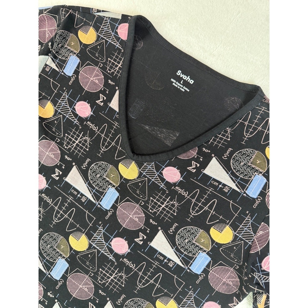 Svaha Math Geometry Dress Womens L Black Formula Print A-Line STEM Teacher Chic - Picture 3 of 12
